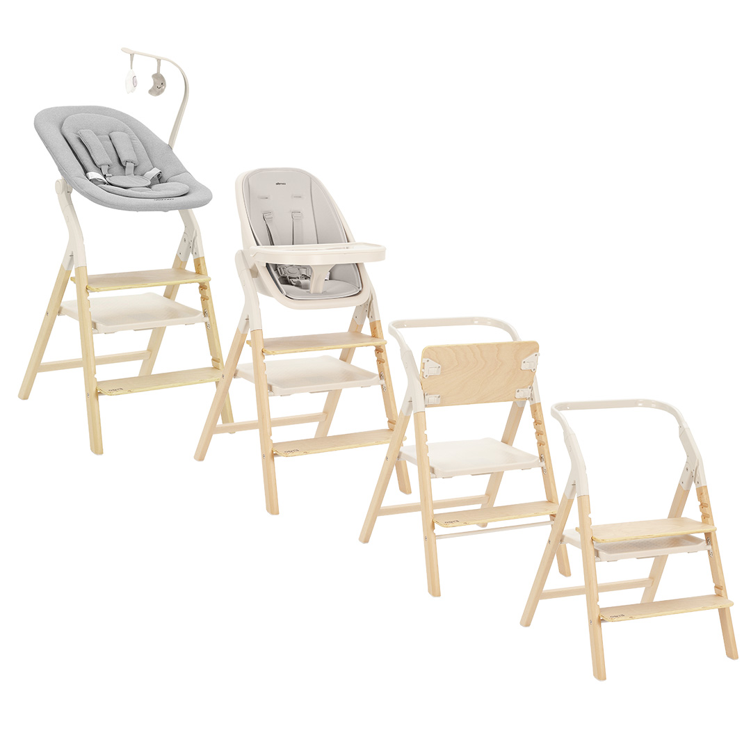 Chaise longue, high chair, side chair and Ergo 1 training tower