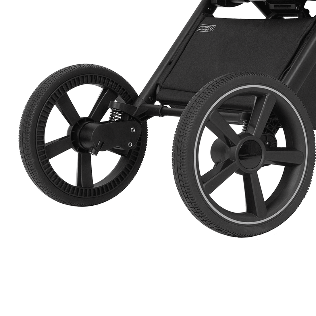 Универсальная коляска Ultimo 3 в 1 CRL-6538 ANIM Задняя ось колёсной базы оборудована пружинной амортизацией и надёжным спаренным тормозом.