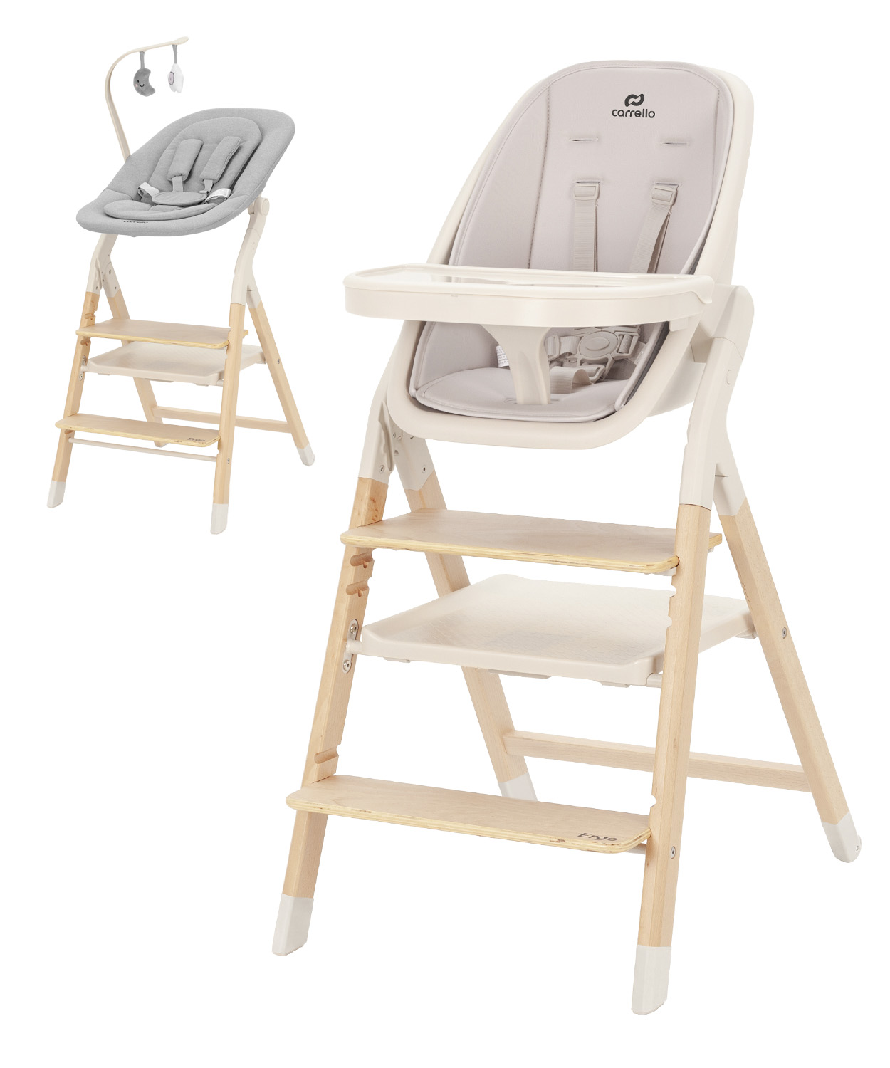 Chaise longue, high chair, side chair and Ergo training tower